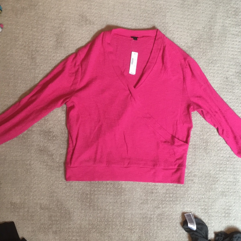 J. Crew Pink Faux Wrap Shirt